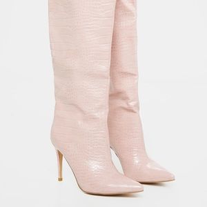 Dusty Pink Calf Croc Boots